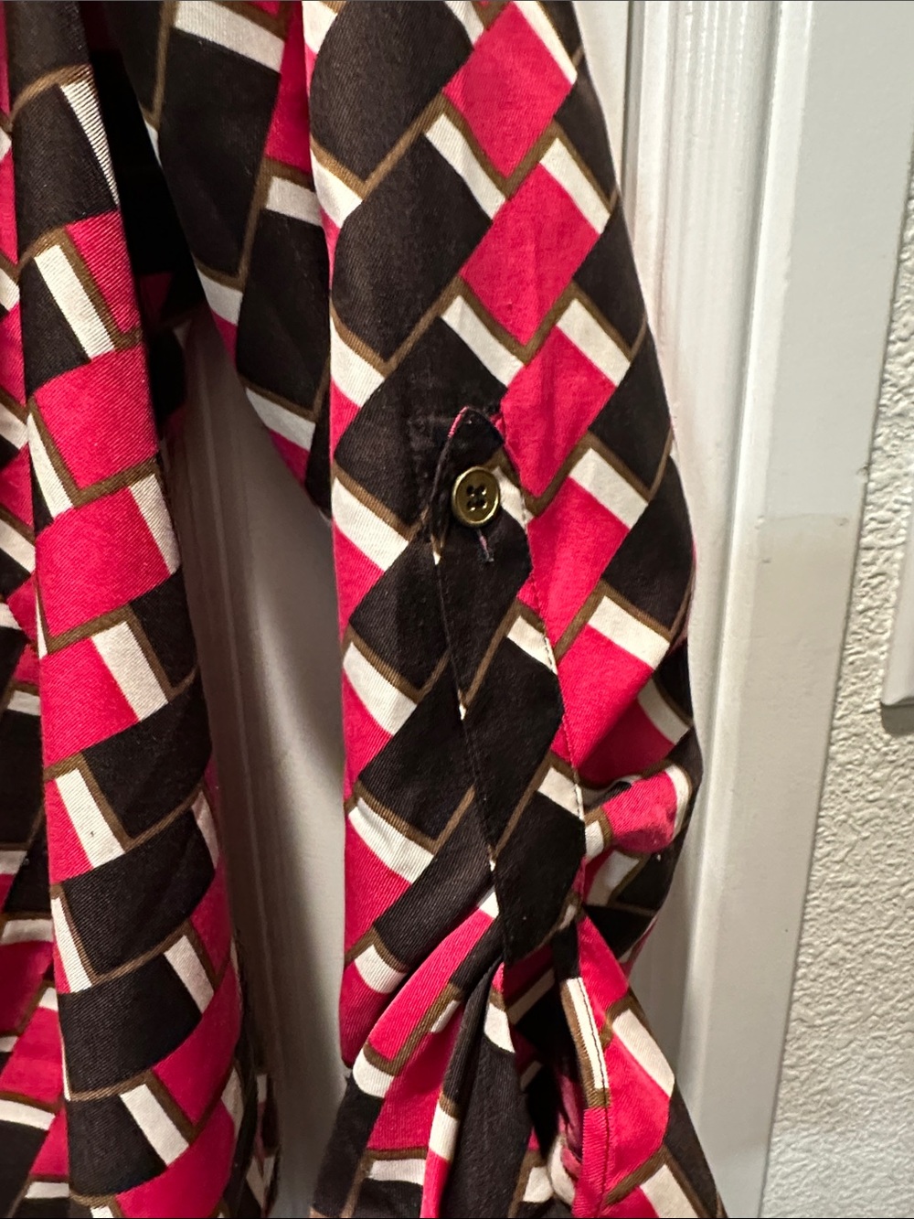 Jones New York Pink and Black Geometric Button-Front Shirt - Picture 3 of 4